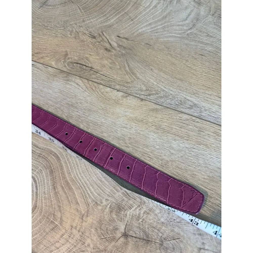 Women's Pink Alligator Embossed Leather Crystal Buckle Belt L